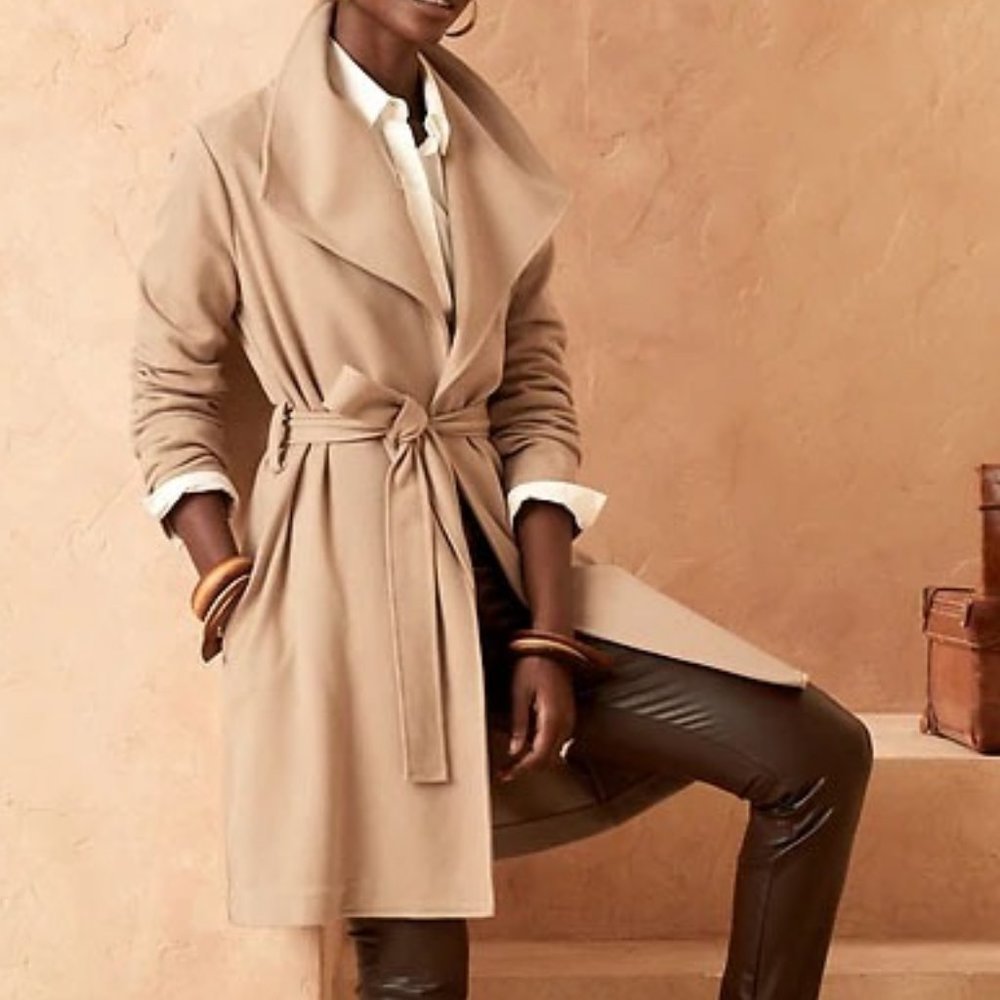 Banana Republic Long Wrap Jacket in Beige NWOT